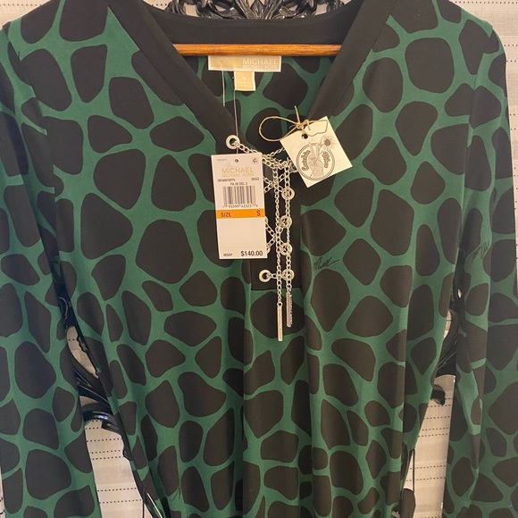 Michael Kors-~Dress~ Moss Green and Black Leopard - Picture 1 of 5